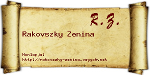 Rakovszky Zenina névjegykártya